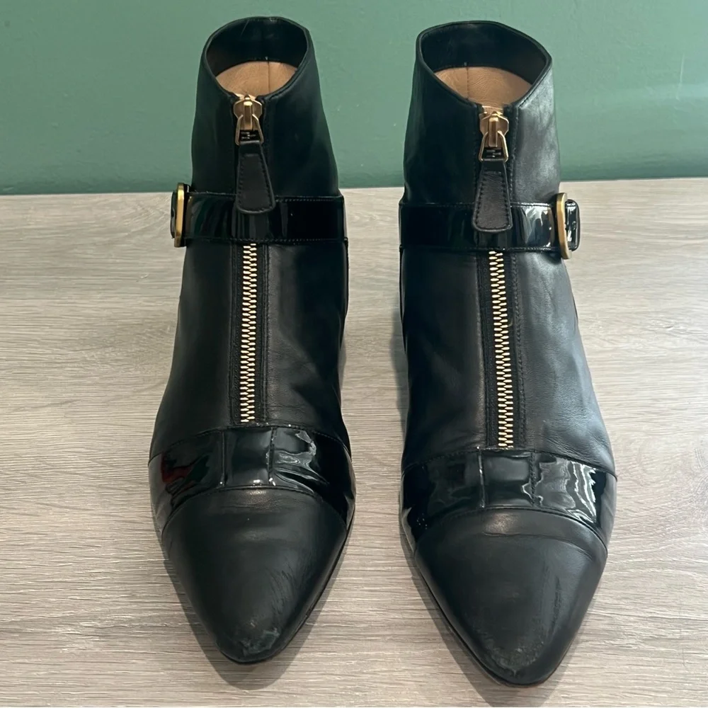 CHANEL black leather